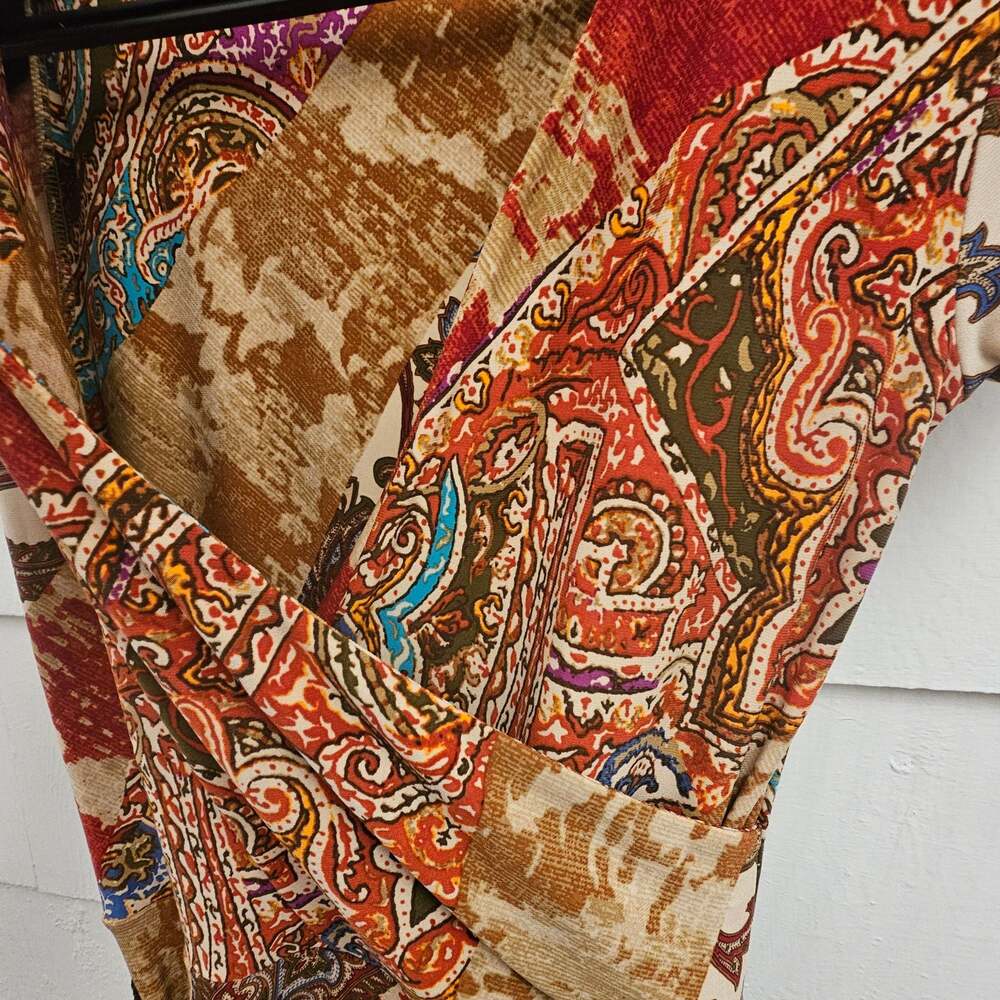 Lauren Ralph Lauren Paisley Faux Wrap Belted Dress Petite Medium - Picture 4 of 6